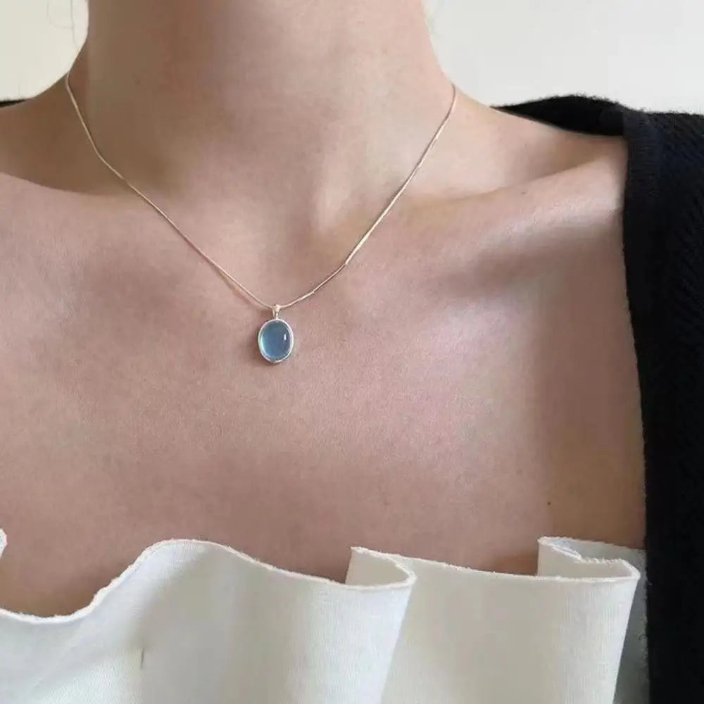 Aquamarine Oval Necklace